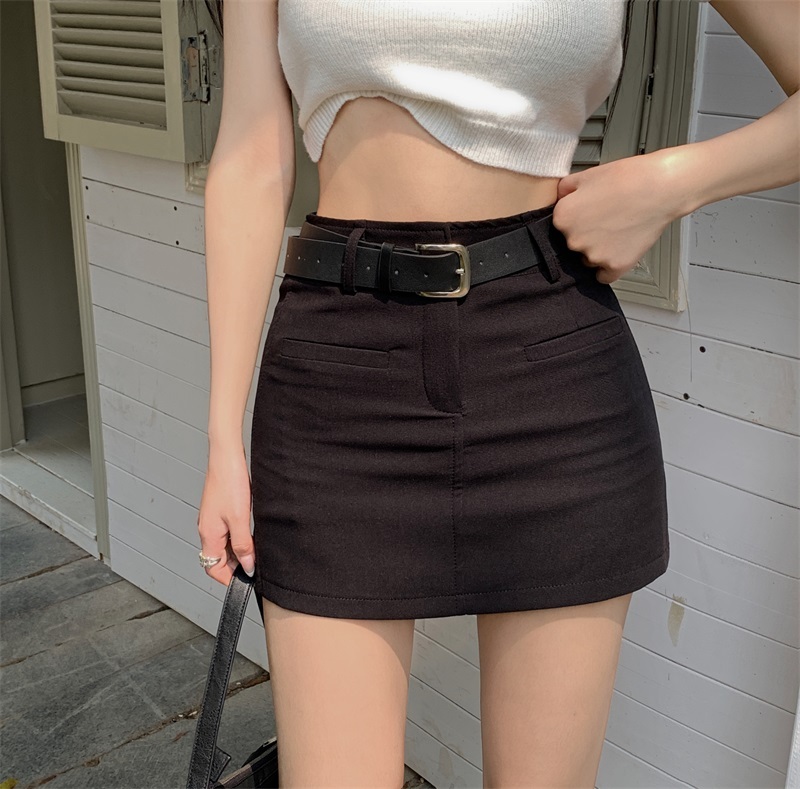 Real shot!  Real price!  Belt style versatile skirt 2023 new high-waist slim sexy hip-covering short skirt