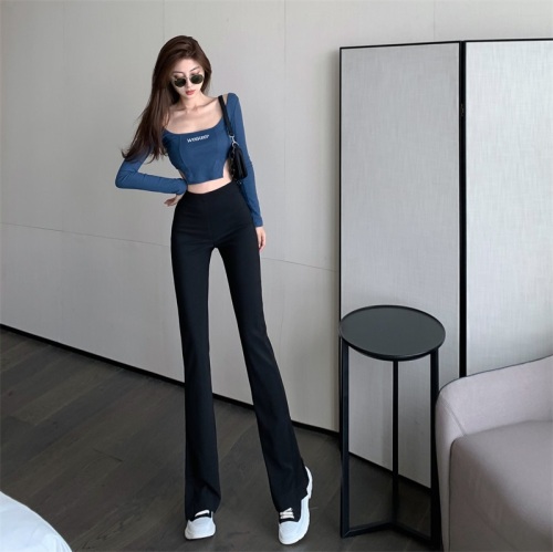 Real shot! Real price!  High-waist slim casual bell-bottom trousers for women's internet celebrity fashion trousers