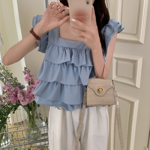 Real shot and real price  new sweet temperament ruffled Western collar vest cake sleeveless vest