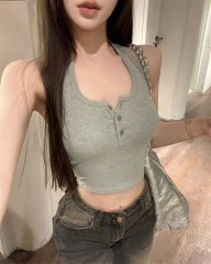 Pure Desire Halter Neck Camisole Women's Summer Tight Sexy European and American Ins Hot Girl Navel-Baring Short Top