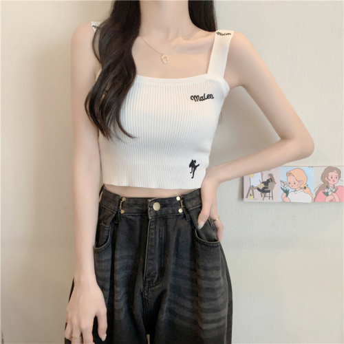 Actual shot of real-priced knitted vest for women  new style inner short small suspender Internet celebrity bottoming beautiful back outer top