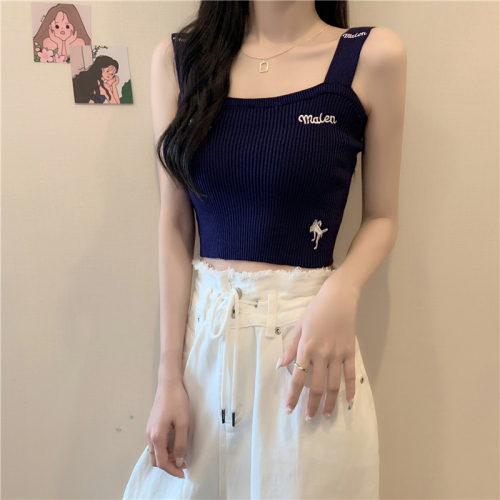 Actual shot of real-priced knitted vest for women  new style inner short small suspender Internet celebrity bottoming beautiful back outer top