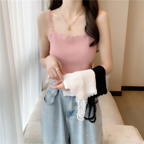 Real shot of  internet celebrity ins trend super hot vest for women sweet and spicy knitted top versatile small vest