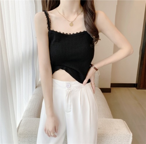 Real shot of  internet celebrity ins trend super hot vest for women sweet and spicy knitted top versatile small vest