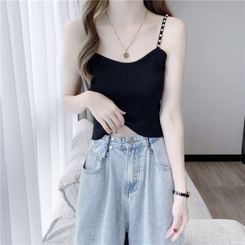 Real shot ~ pure and beautiful outer wear super hot small camisole women's summer  knitted bottoming inner top