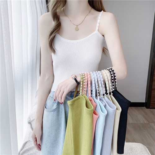 Real shot ~ pure and beautiful outer wear super hot small camisole women's summer  knitted bottoming inner top