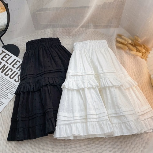 2024 Spring and Summer French Sweet White Skirt Women's High Waist Short Skirt Layer Cake Skirt Puff Skirt