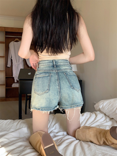 Denim shorts for women  new summer thin wide leg pants ins super hot high waist a line hot pants for hot girls