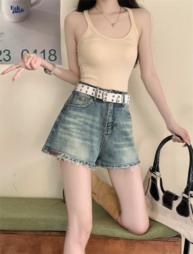 Denim shorts for women  new summer thin wide leg pants ins super hot high waist a line hot pants for hot girls