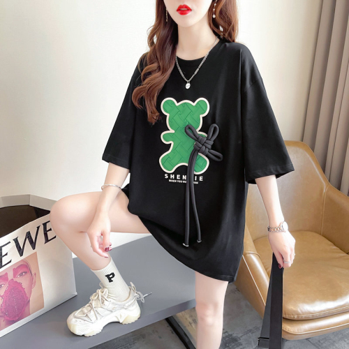 Real shot of cotton ins trendy super hot short-sleeved T-shirt for women in summer loose casual design niche versatile top