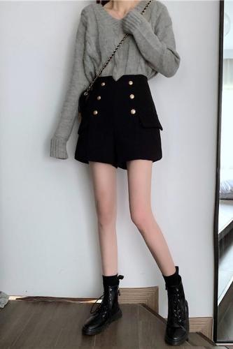 ~ins Internet celebrity high-waist suit shorts women's loose wide-leg pants Korean version versatile outer wear trend