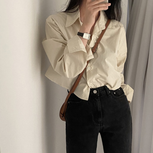 Korean chic basic long-sleeved shirt women's base shirt