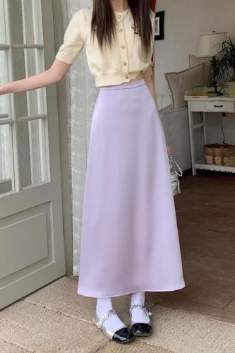 ~2023 new Korean style skirt design high waist fashionable commuter A-line skirt versatile long skirt for women