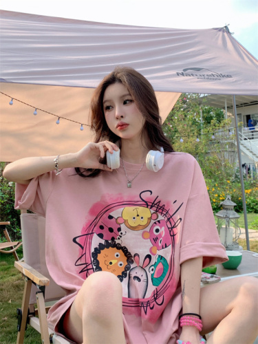 Actual shot and real price new Korean style cartoon printed versatile T-shirt