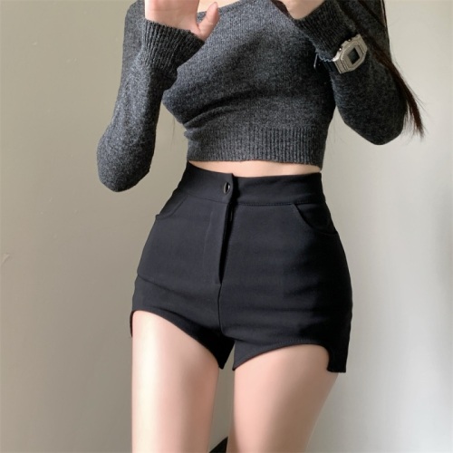 Actual shot and real price  new style sexy hip-covering elastic tight-fitting design high-waist leg-showing long shorts for outer wear