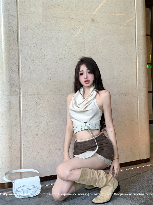 Niche design hot girl halter neck vest suspender