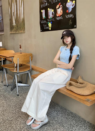 Actual shot and real price~Korean version of 2024 summer essential base polka dot sweater + versatile slimming wide-leg pants