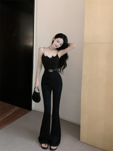 Actual shot and real price, three-dimensional tailoring, slimming, tall and floor-length, strapless, wide-legged jumpsuit for women