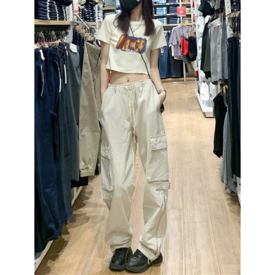 Heavy industry design overalls summer new super hot girl casual pants high waist straight wide leg trousers for women