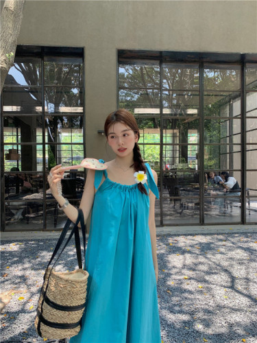 Real photos and real prices for summer new Korean style loose strappy mid-length dress