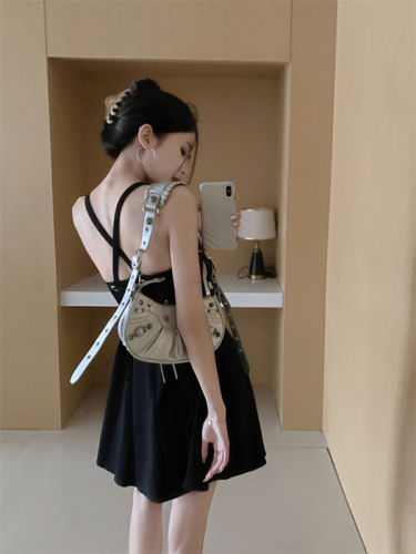 Real price!  Black strapless backless a-line skirt, high-end, elegant and waist-cinching dress