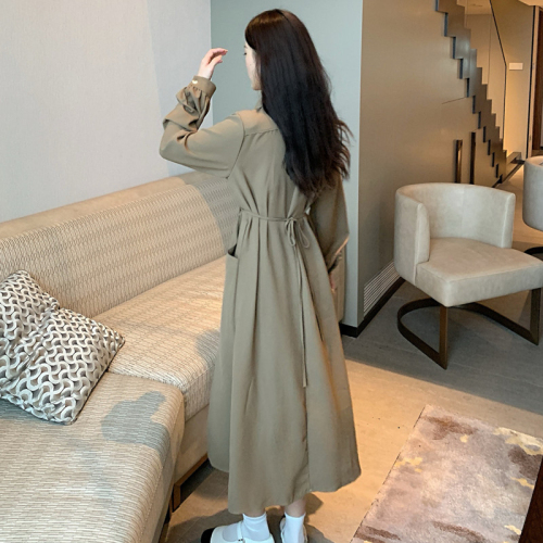 Plus size women's French suit collar long-sleeved dress fat mm 2022 spring and autumn new waist-slim long skirt