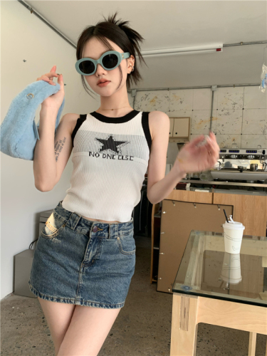 Thread summer new style French star sweet and spicy vest suspender hot girl casual sleeveless racer top