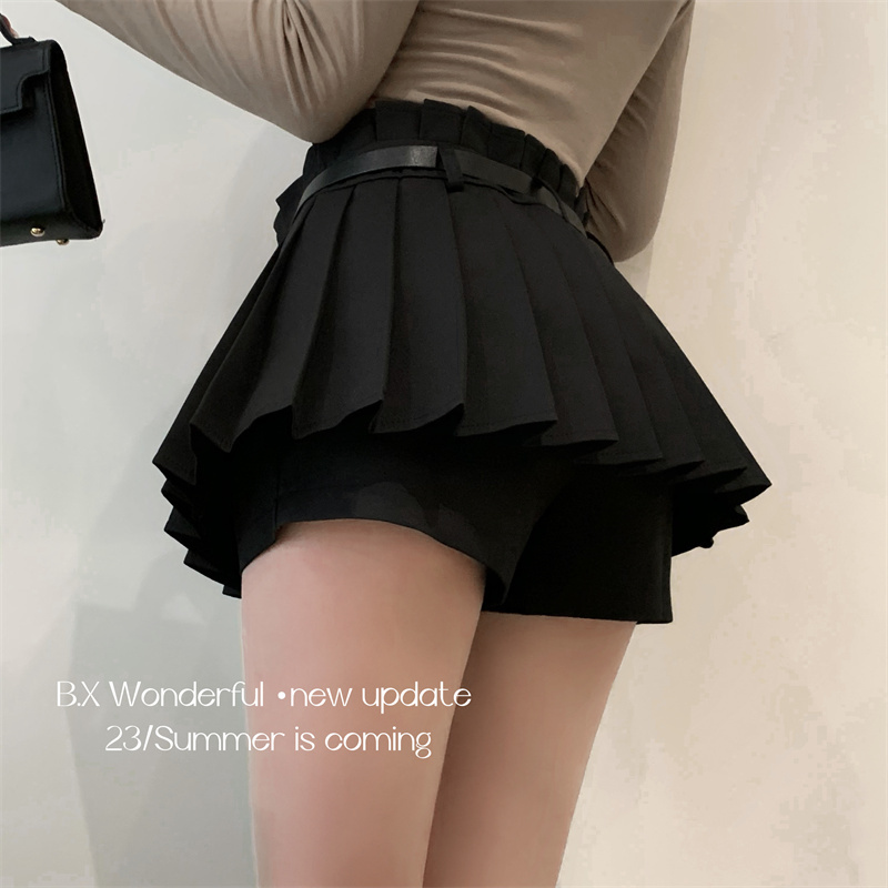 Actual shot and real price pleated culottes for women new versatile slimming high quality hot girl sexy high waist shorts
