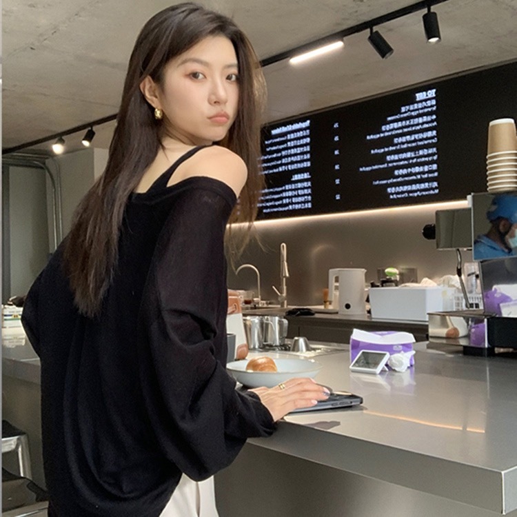 French gentle style, as thin as Zen white loose knitwear two-piece set for women, summer imitation linen thin T-shirt set