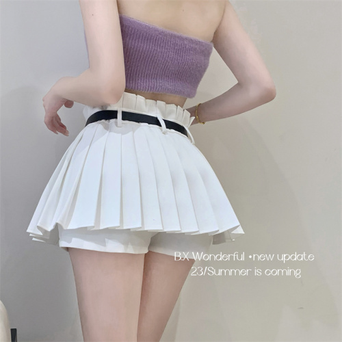 Actual shot and real price pleated culottes for women new versatile slimming high quality hot girl sexy high waist shorts