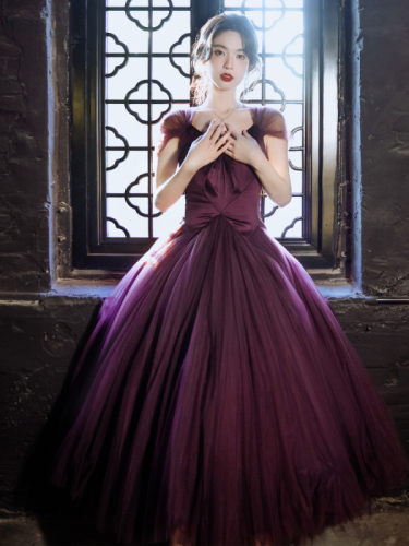 Purple Eve Earl Dita's heavy-duty dreamy purple dress light wedding dress tutu skirt