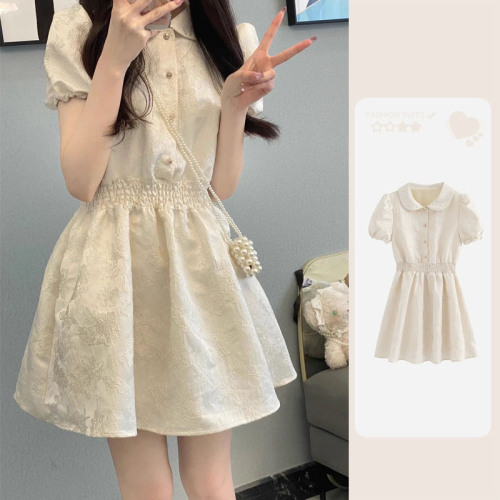 French style cute fairy waist skirt women's 2024 new summer tea break sweet girly dress