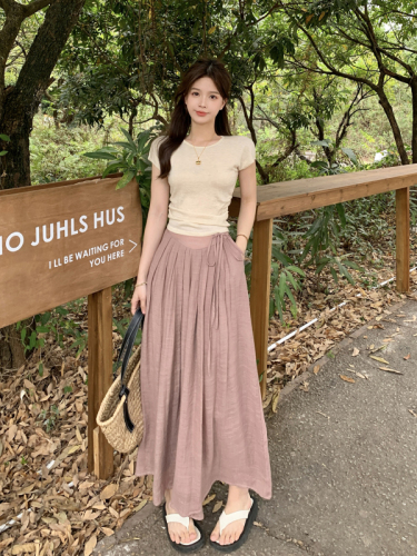 High-waisted straight casual pants and skirts for women summer thin loose drape wide leg pants linen cotton linen pants trousers