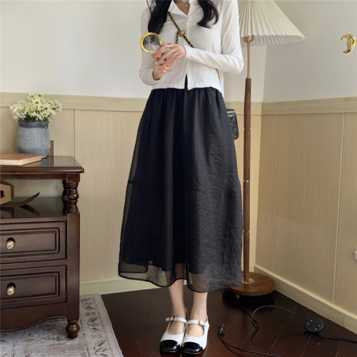 2024 spring and summer new style super fairy high-waist skirt, gentle mid-length umbrella skirt, commuter A-line skirt