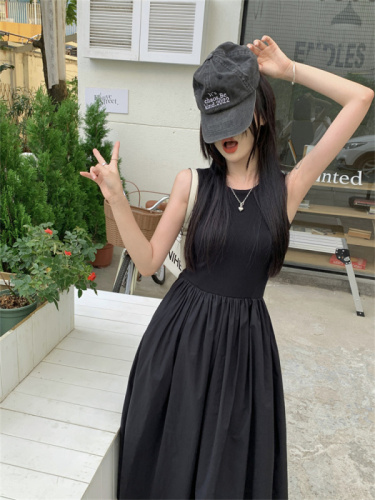 Sleeveless vest dress for women summer new style French chic unique Hepburn style long skirt