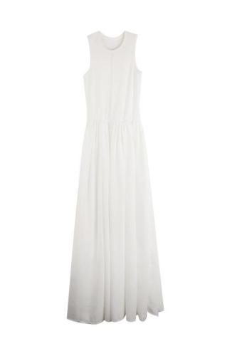 French white new retro dress women's 2023 summer design niche long skirt waist slimming skirt