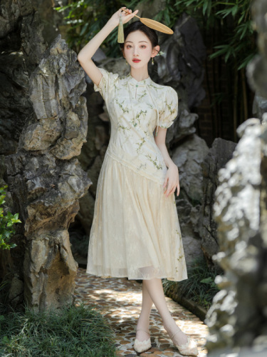 Real shot, spot cool style design niche cheongsam Cool style design niche cheongsam