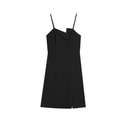 Sexy black suspender dress for women summer  new style with slim fit and hip-hugging A-line skirt