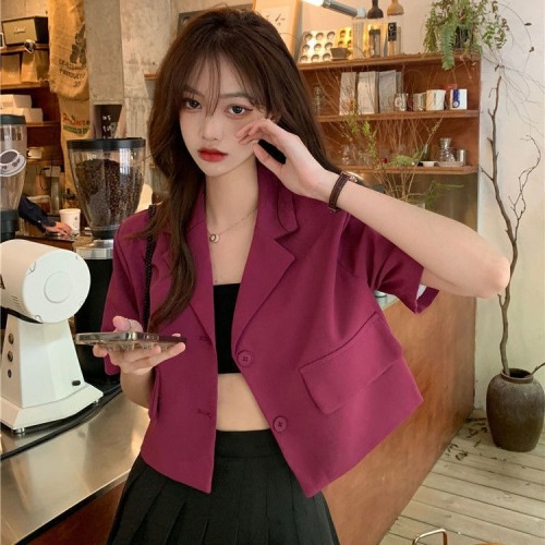 Short suit short-sleeved jacket spring Korean version 2022 street fashion small suit for women ins