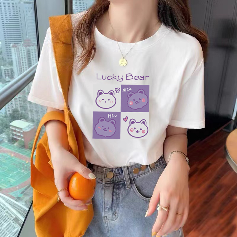 200g pure cotton short-sleeved t-shirt women's summer 2023 new white loose t-shirt thin t-shirt top trendy