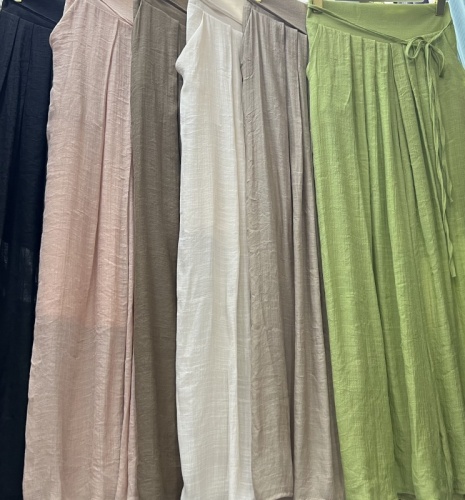 High-waisted straight casual pants and skirts for women summer thin loose drape wide leg pants linen cotton linen pants trousers