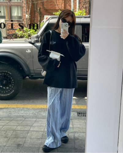 Protected~Japanese relaxed retro simple French comfortable loose trousers straight casual pants Korean autumn