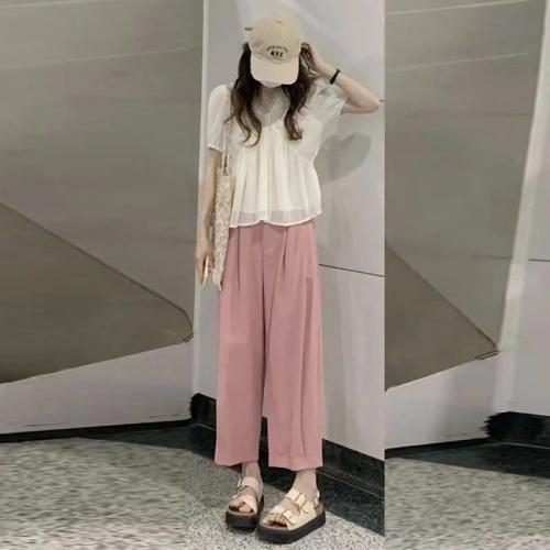 Suit women's 2024 summer new fashion fashionable small loose short-sleeved top casual pants two-piece set