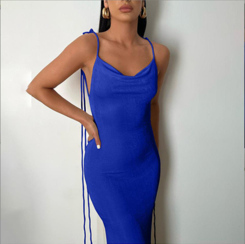 European and American style 2024 new summer fashion sexy backless strappy long skirt tube top halter neck dress