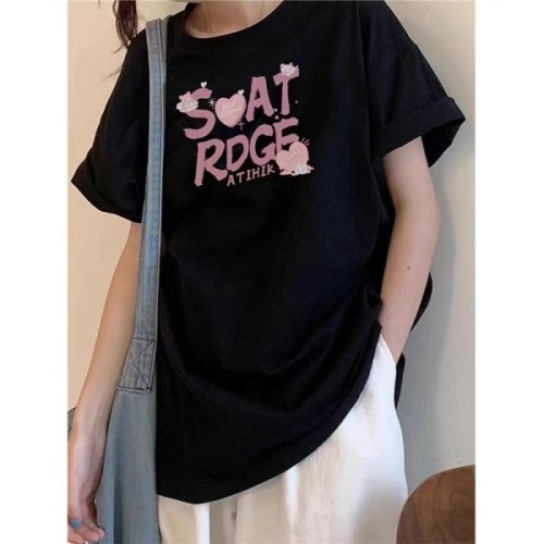 Original design short-sleeved T-shirt for women summer loose Korean version trendy oversize sweet and cool unique European and American ins tops niche