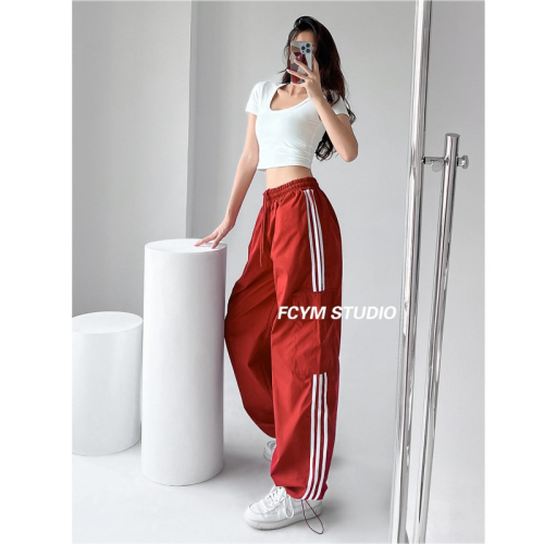 Overalls for women 2024 spring and autumn new style American hip-hop retro sweatpants loose wide-leg trousers
