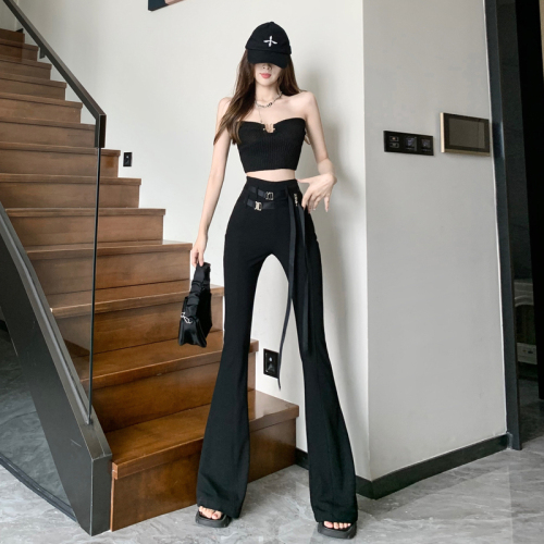 Spring and summer new design, fashionable commuting, regular cold style, royal sister, tall, slim, long legs, slightly flared trousers, trendy