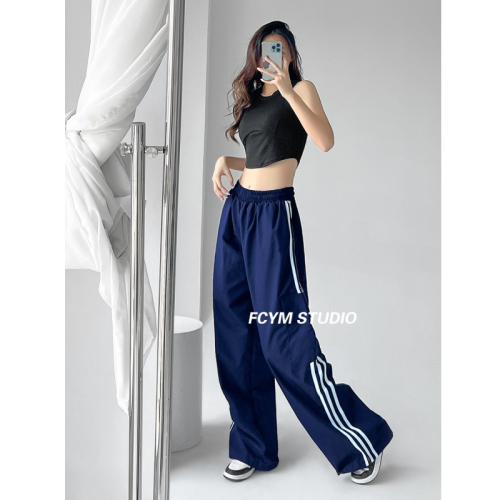 Overalls for women 2024 spring and autumn new style American hip-hop retro sweatpants loose wide-leg trousers