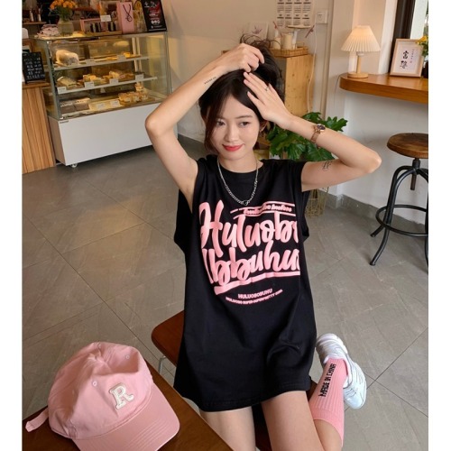Official picture 6535 stretch cotton sweet hot girl T-shirt design niche sleeveless vest women summer American style