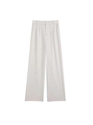 Spring and summer suit pants for women  new style drapey crotch-covering slim floor-length straight wide-leg pants